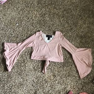 Pink and White Striped Crop Top